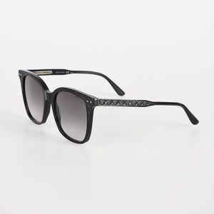 Bottega Veneta Square Intrecciato Acetate Sunglasses, Black